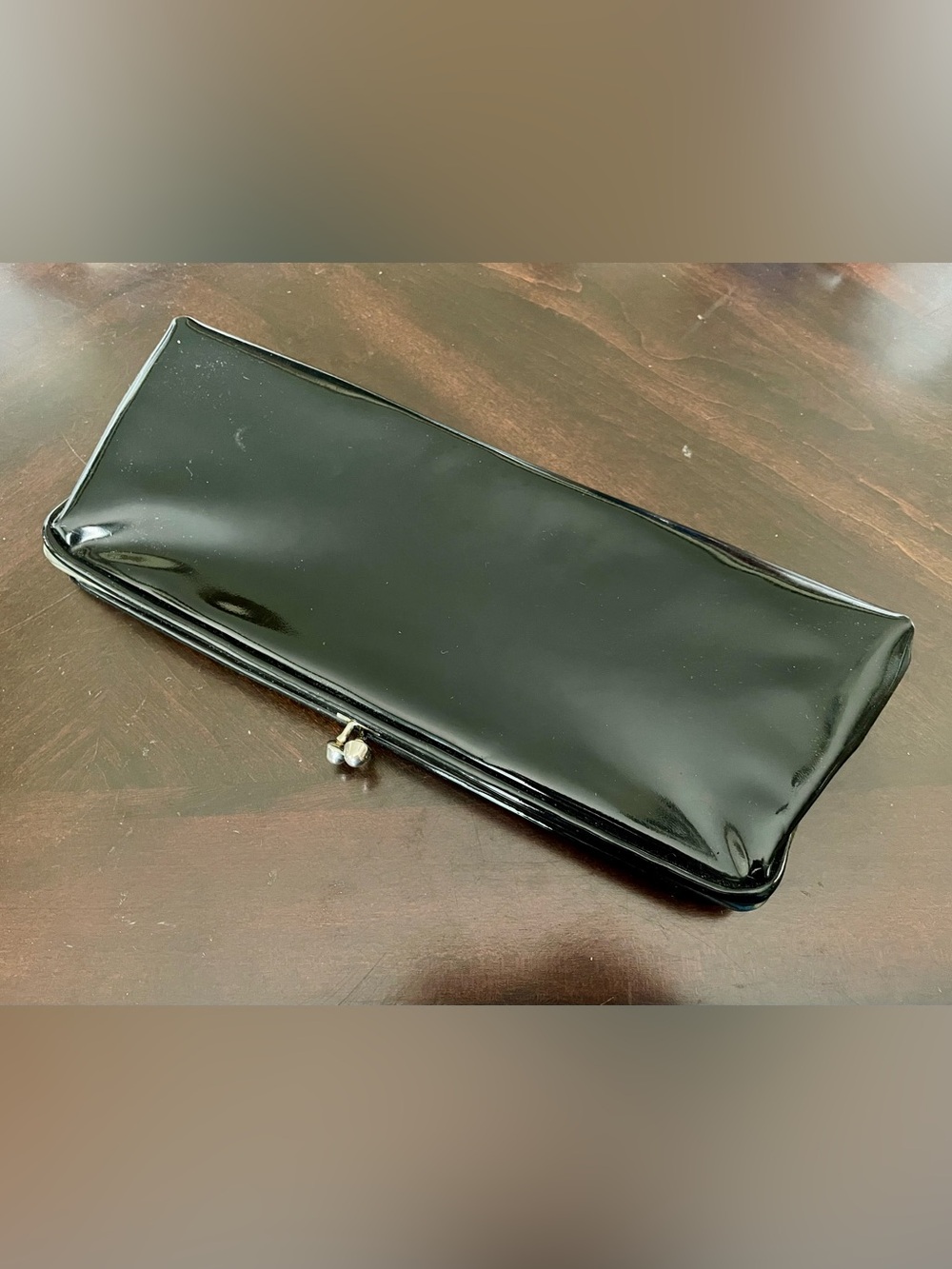Classic Vintage Black Patent Leather Clutch Stylemark Purse by Mutterperl